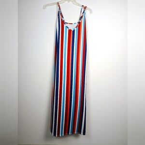 Striped Sleeveless Maxi Slip Dress - Large